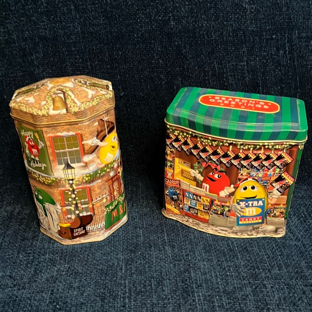 Two Limited Edition Vintage M&M’s Christmas Tins